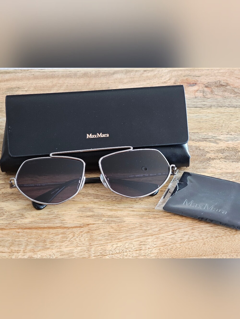 MaxMara Silver Frame Sunglasses with Black Lenses